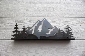 Floating Metal Mountain and Trees Shelf - 3D Floating Shelf - Modern Wall Decor - Entryway Storage Shelf - Cool Wall Storage