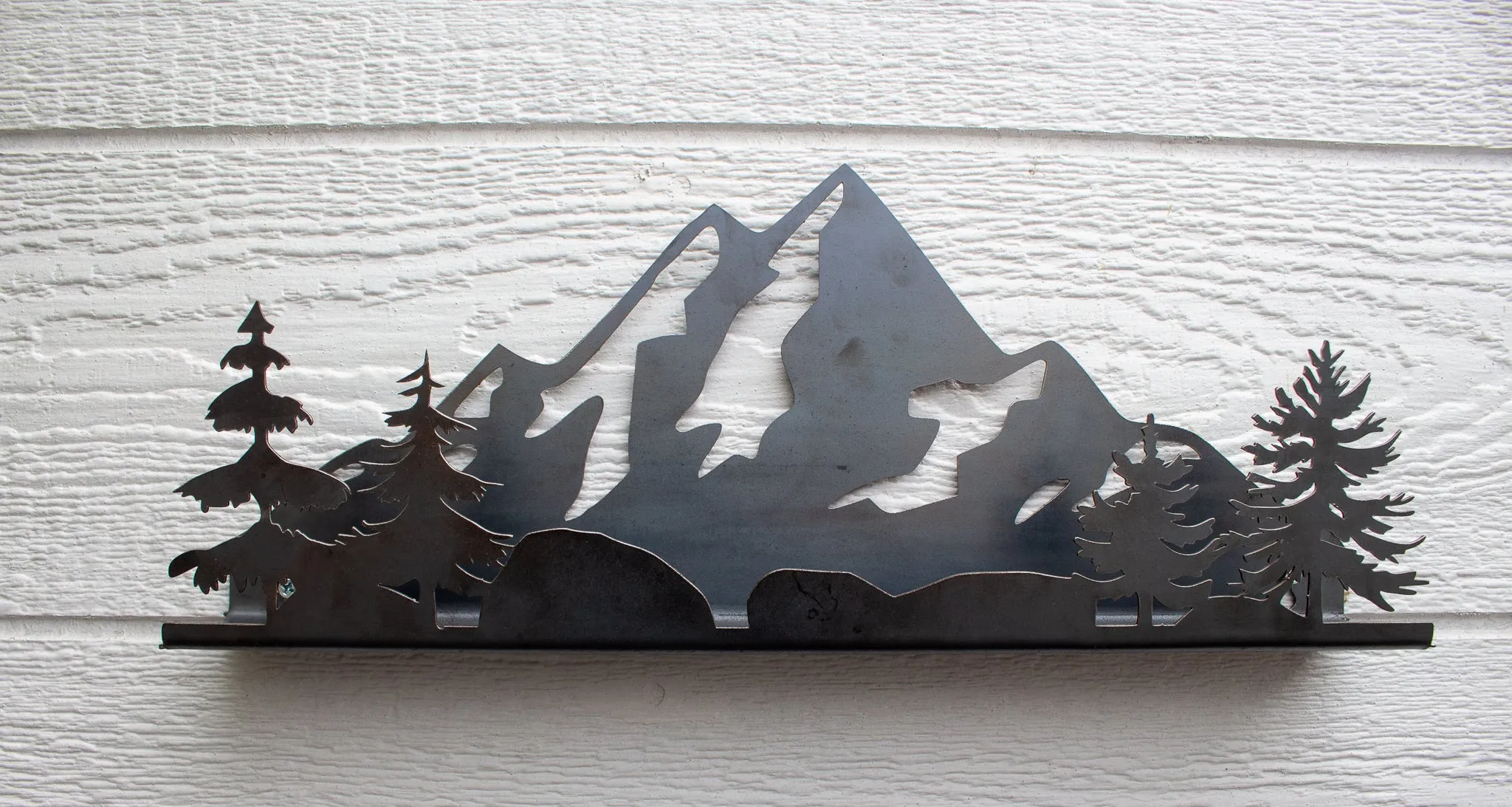 Floating Metal Mountain and Trees Shelf - 3D Floating Shelf - Modern Wall Decor - Entryway Storage Shelf - Cool Wall Storage