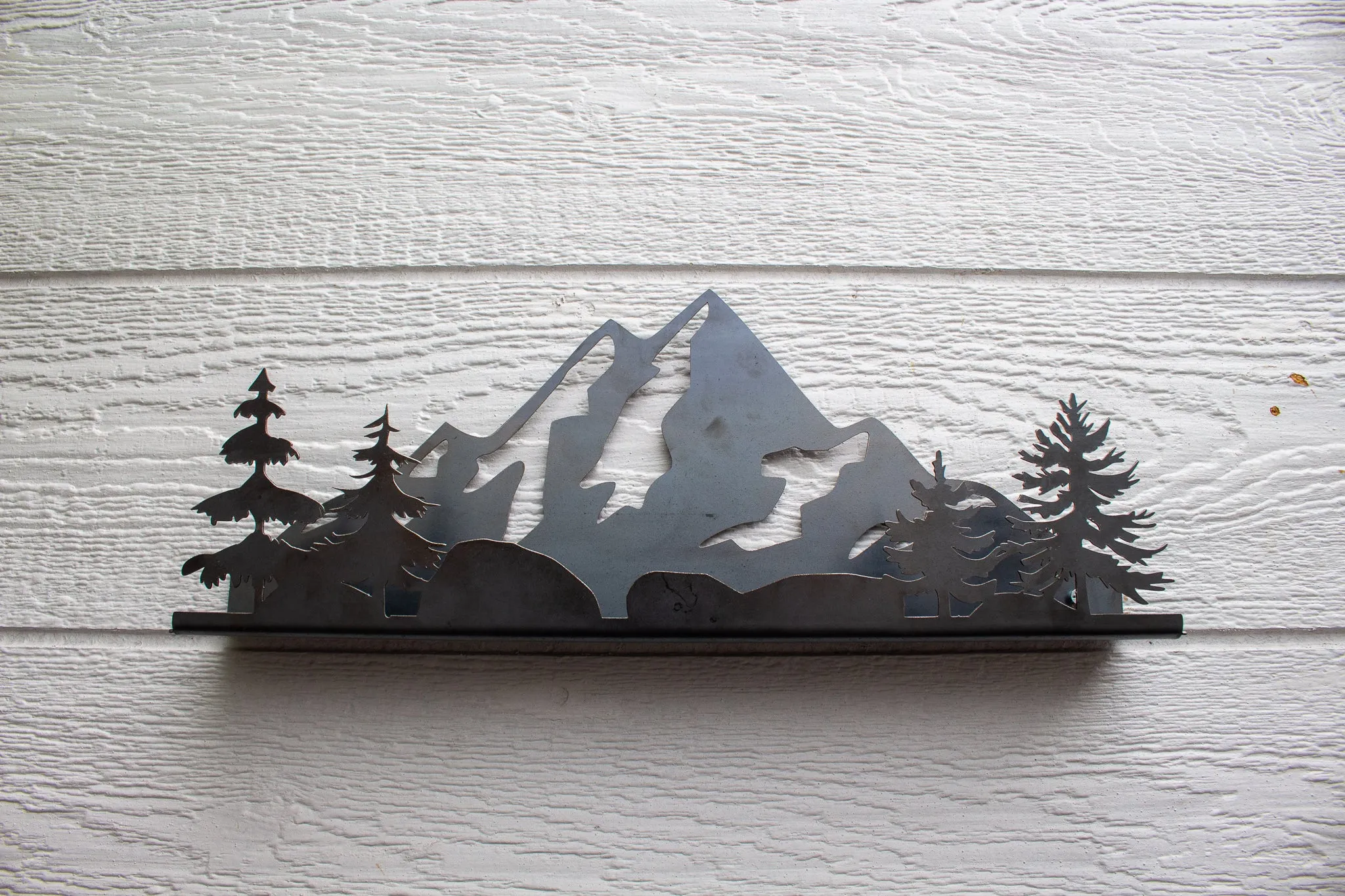 Floating Metal Mountain and Trees Shelf - 3D Floating Shelf - Modern Wall Decor - Entryway Storage Shelf - Cool Wall Storage