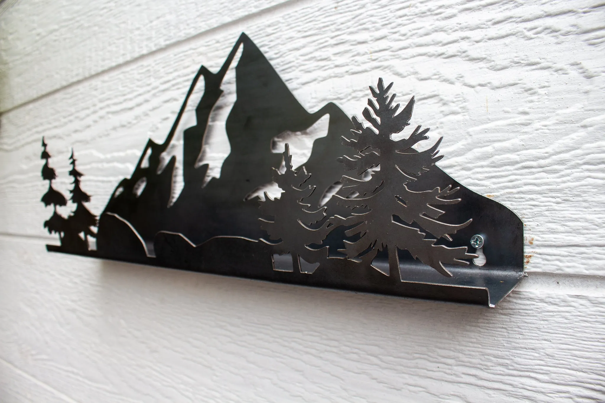 Floating Metal Mountain and Trees Shelf - 3D Floating Shelf - Modern Wall Decor - Entryway Storage Shelf - Cool Wall Storage