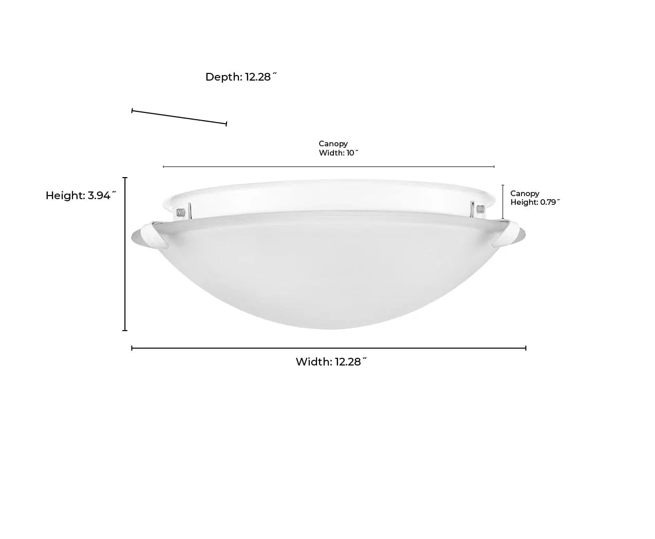 Flush Mount Fixture - Matte White - Frosted Glass - 12.28in. Diameter - E26 Medium Base