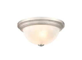 Flush Mount Fixture - Satin Nickel - Faux Alabaster Glass - 11in. Diameter - E26 Medium Base