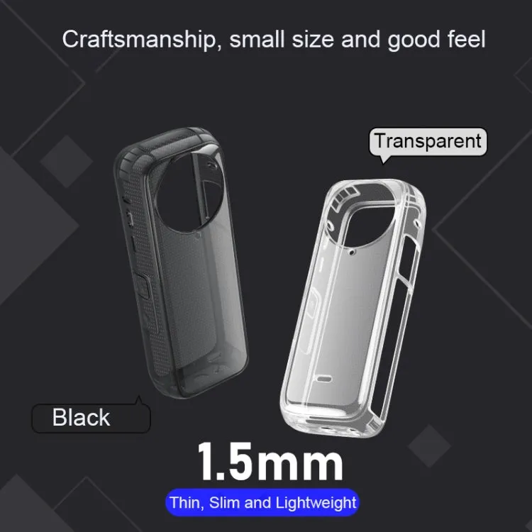 For Insta360 X4 Clear 1.5mm Soft TPU Protective Case With Neck Strap(Clear Black)