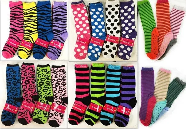 girl's long socks - various patterns Case of 60