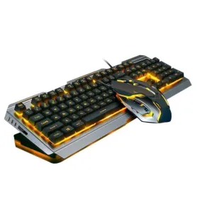 Gold Metal Frame Gaming Keyboard and Mouse set