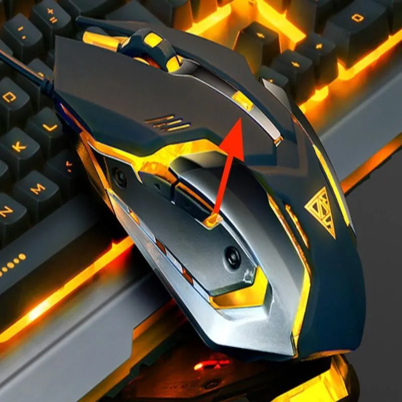 Gold Metal Frame Gaming Keyboard and Mouse set