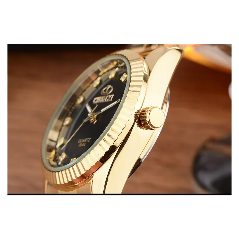 Golden Watch for Businessmen Fashion Luxury Quartz Male Clock Waterproof