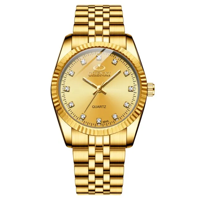 Golden Watch for Businessmen Fashion Luxury Quartz Male Clock Waterproof