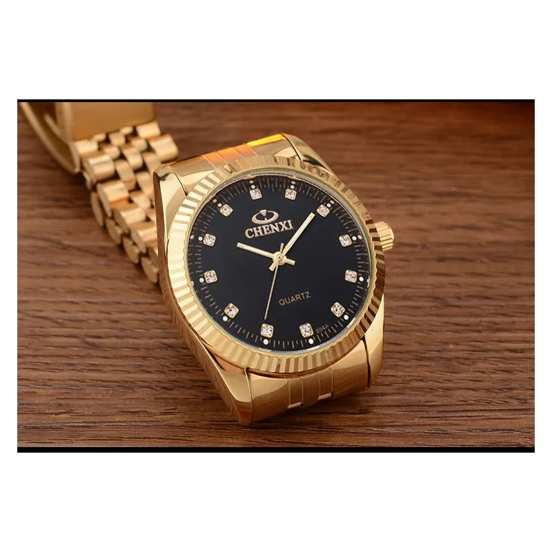 Golden Watch for Businessmen Fashion Luxury Quartz Male Clock Waterproof