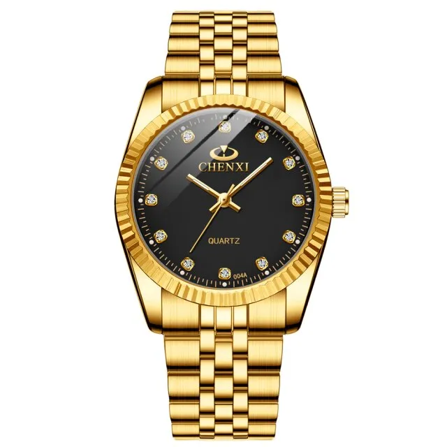 Golden Watch for Businessmen Fashion Luxury Quartz Male Clock Waterproof