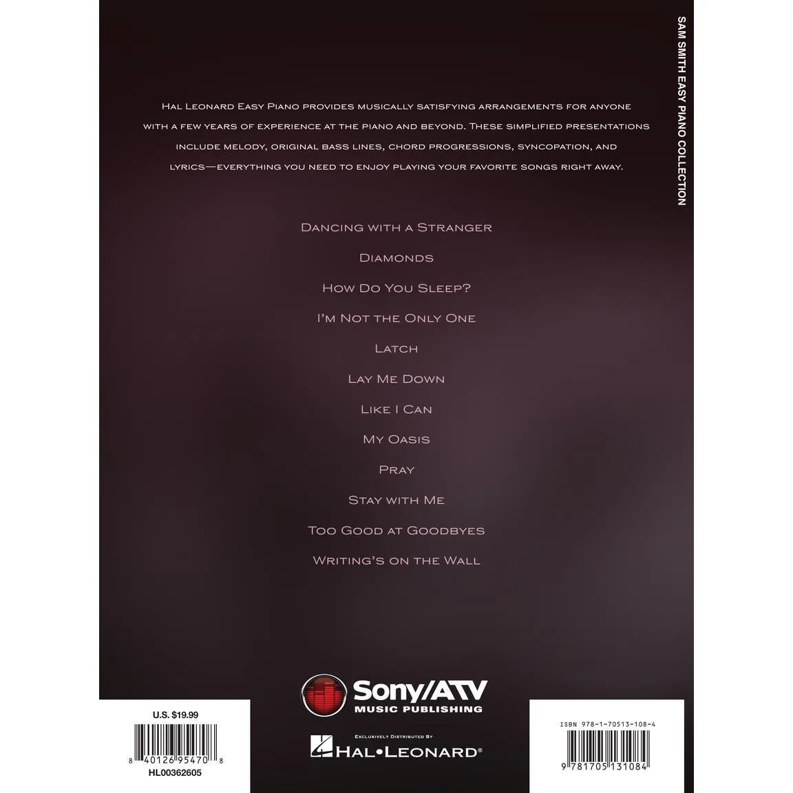 Hal Leonard HL00362605 Sam Smith – Easy Piano Collection