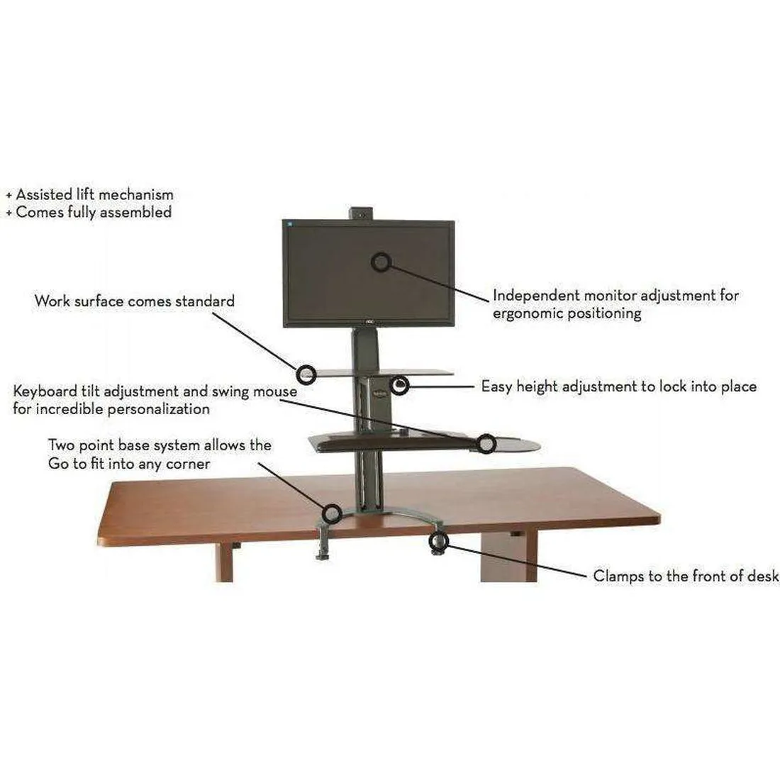 HealthPostures TaskMate Go Laptop 6362 w/ Large Tabletop and Large Keyboard Tray