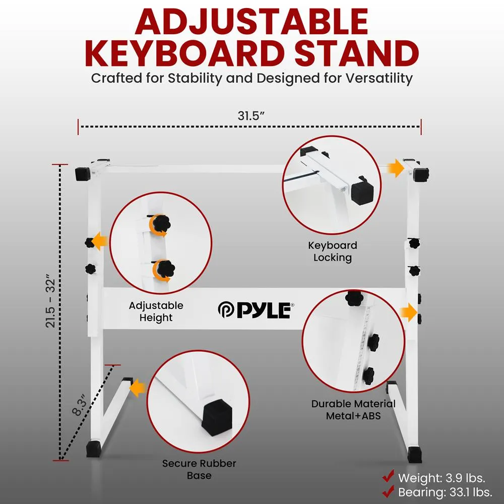 Heavy-Duty Keyboard Accessories - Includes Z Shape Keyboard Stand, Headset, Keyboard Stool, Microphone Stand, And Sustain Pedal (White)