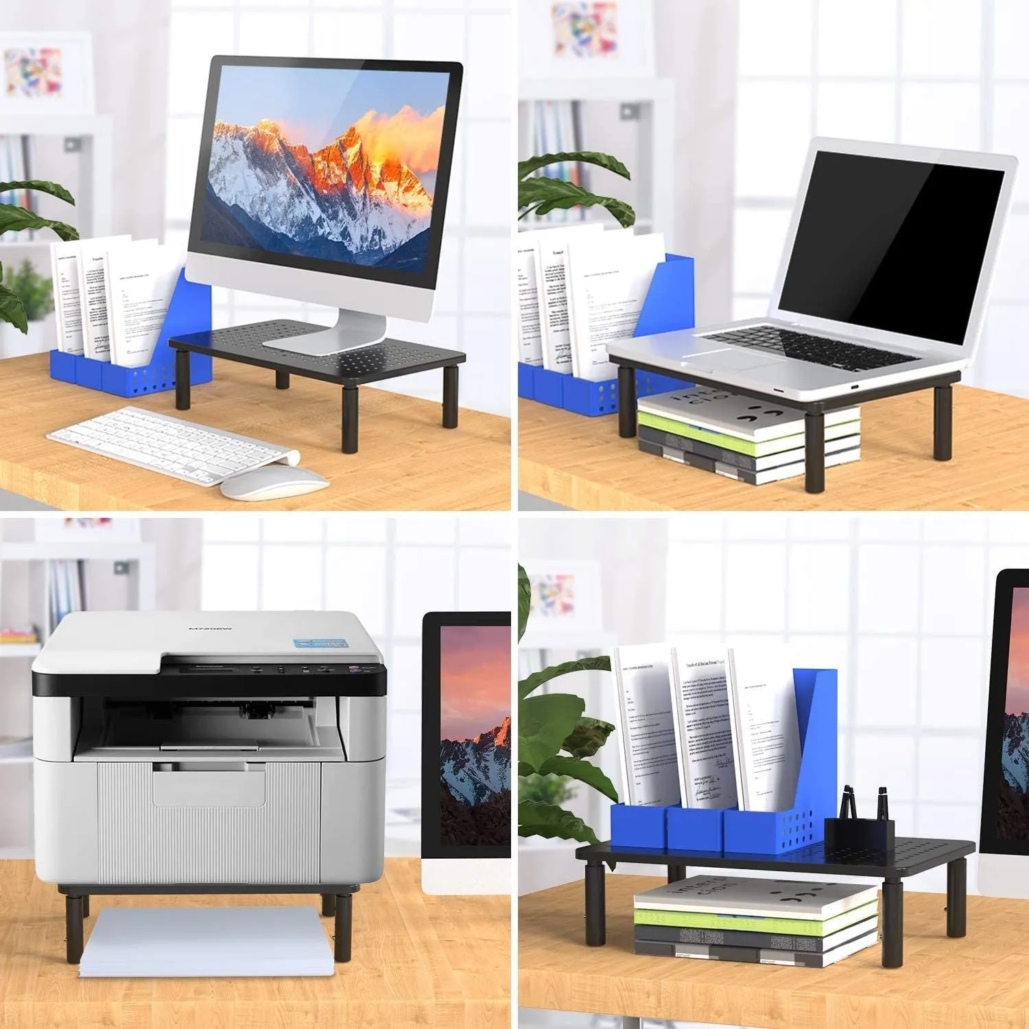 Height Adjustable Office Storage Rack Stand Risers for monitors