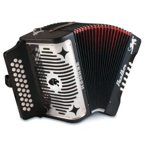 Hohner Panther Diatonic Accordion - Keys of F/Bb/Eb - Gloss Black