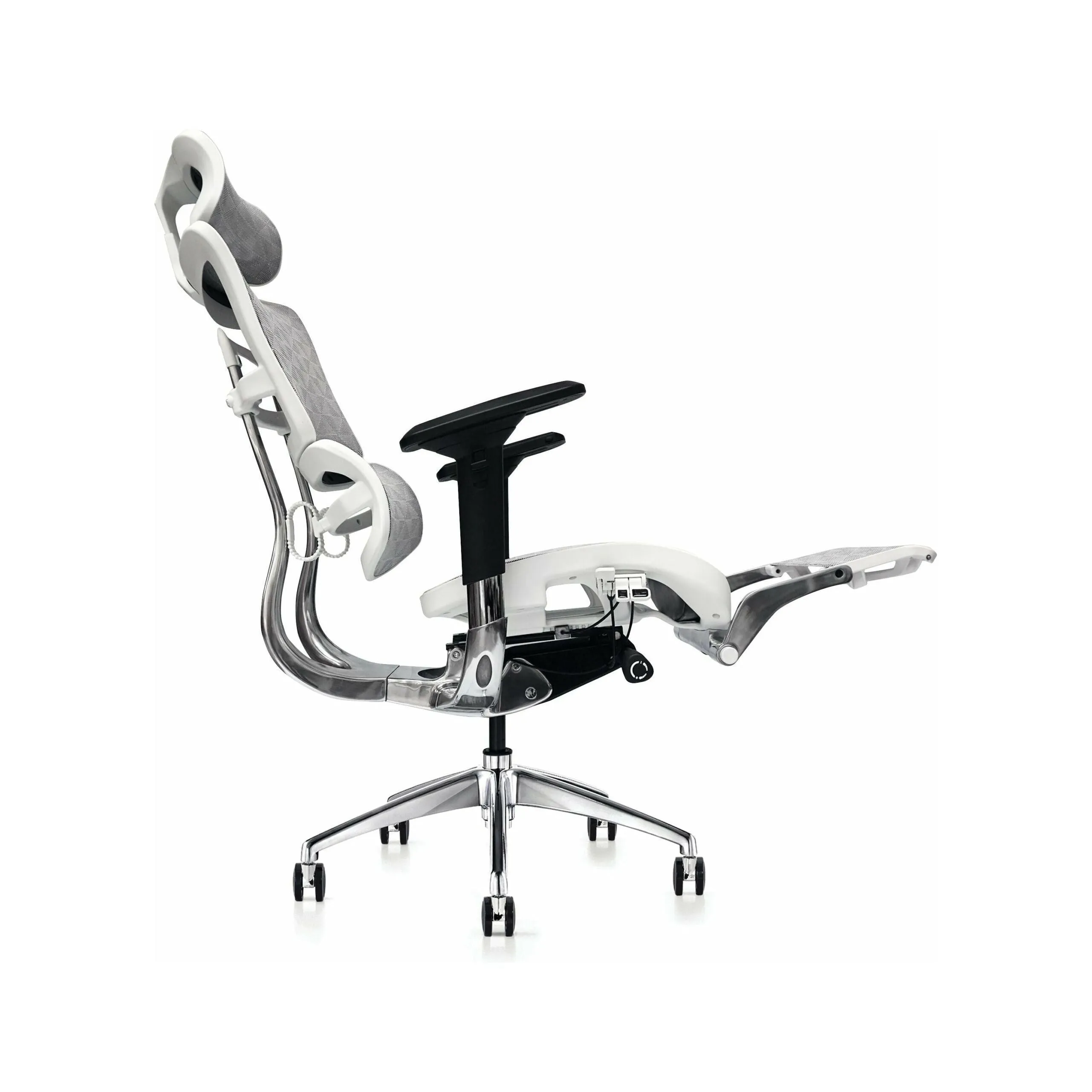 Hood Seating i29 Chair With Integrated Headrest & Leg Rest - White Kite Mesh (In Stock)