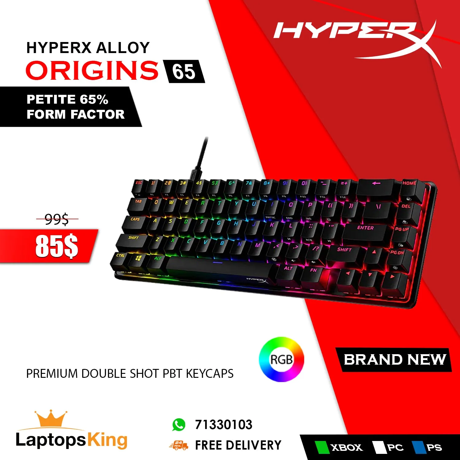 Hyperx Alloy Origins 65 Rgb Mechanical Gaming Keyboard (Brand New)