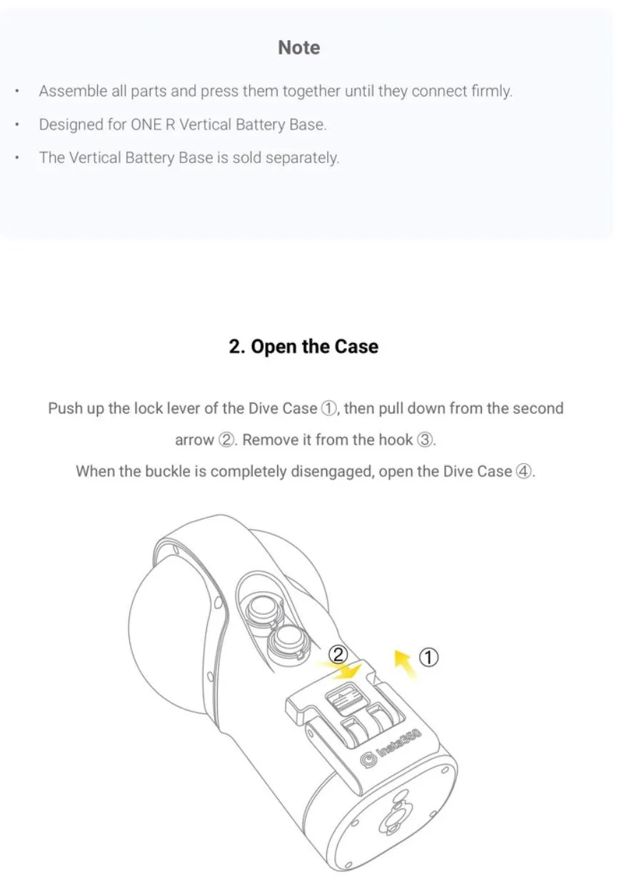 Insta360 ONE R/RS Dive Case - For 360 Lens Dive Case   Vertical Battery Base