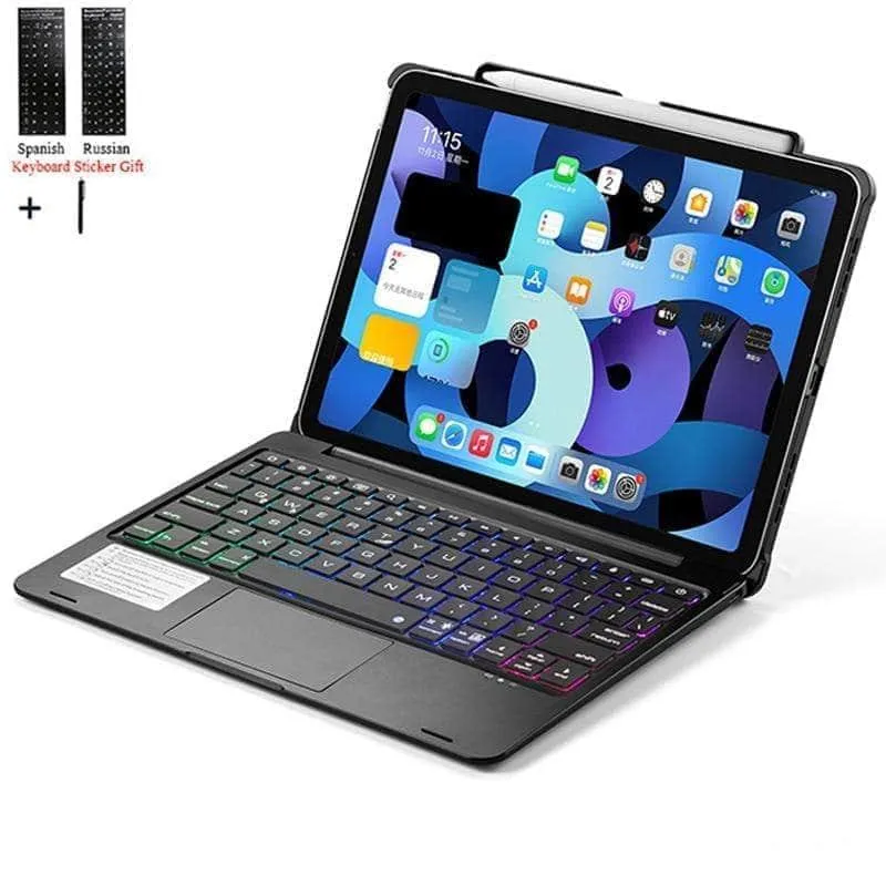 iPad Air 5 2022 Touchpad Backlit Wireless Bluetooth Pen Holder Keyboard Case