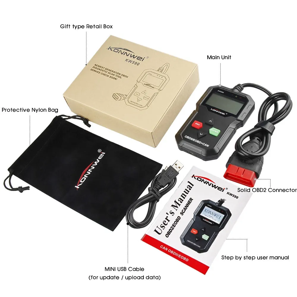 KW590 OBD2 Scanner Code Reader