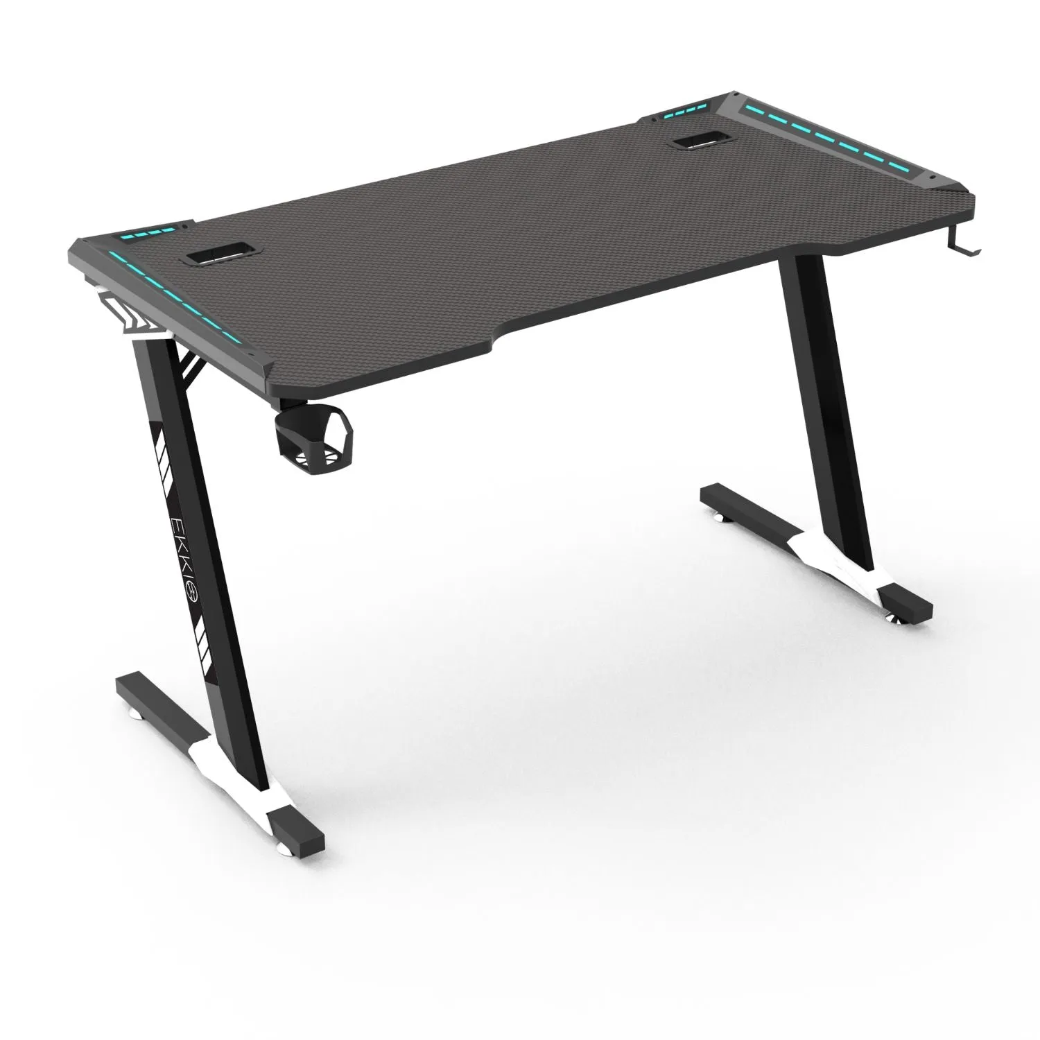 Large RGB Gaming Desk w/Carbon Fiber Surface, 120cm - EKKIO