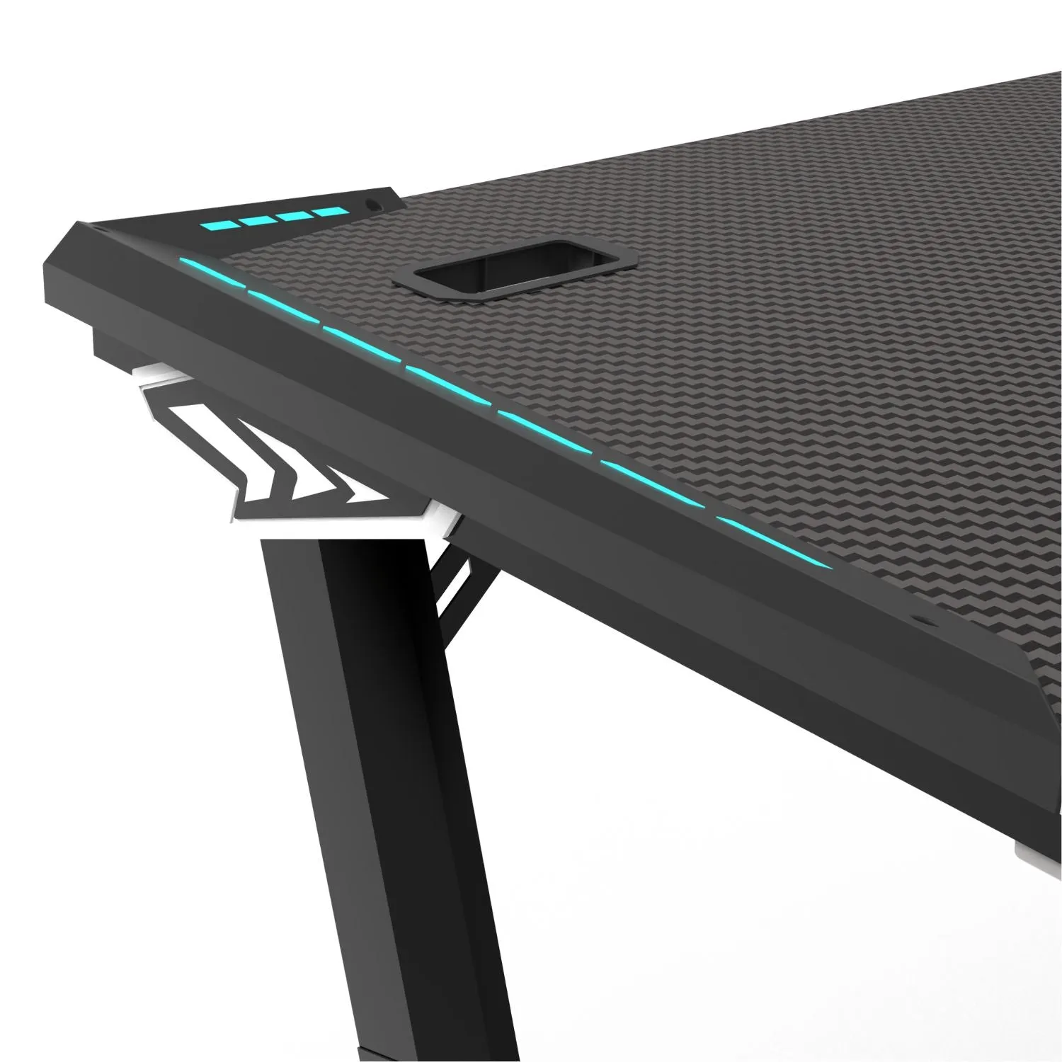 Large RGB Gaming Desk w/Carbon Fiber Surface, 120cm - EKKIO