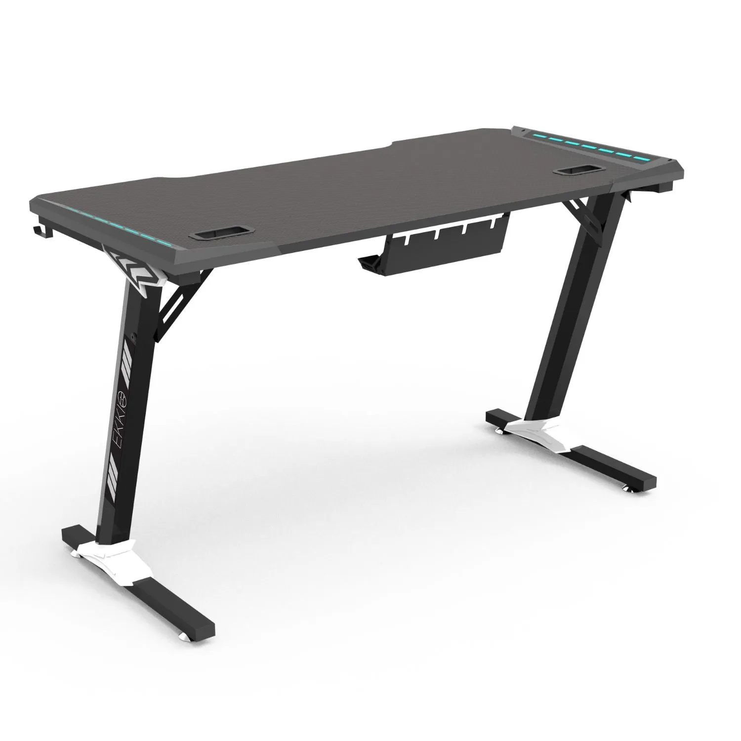 Large RGB Gaming Desk w/Carbon Fiber Surface, 120cm - EKKIO