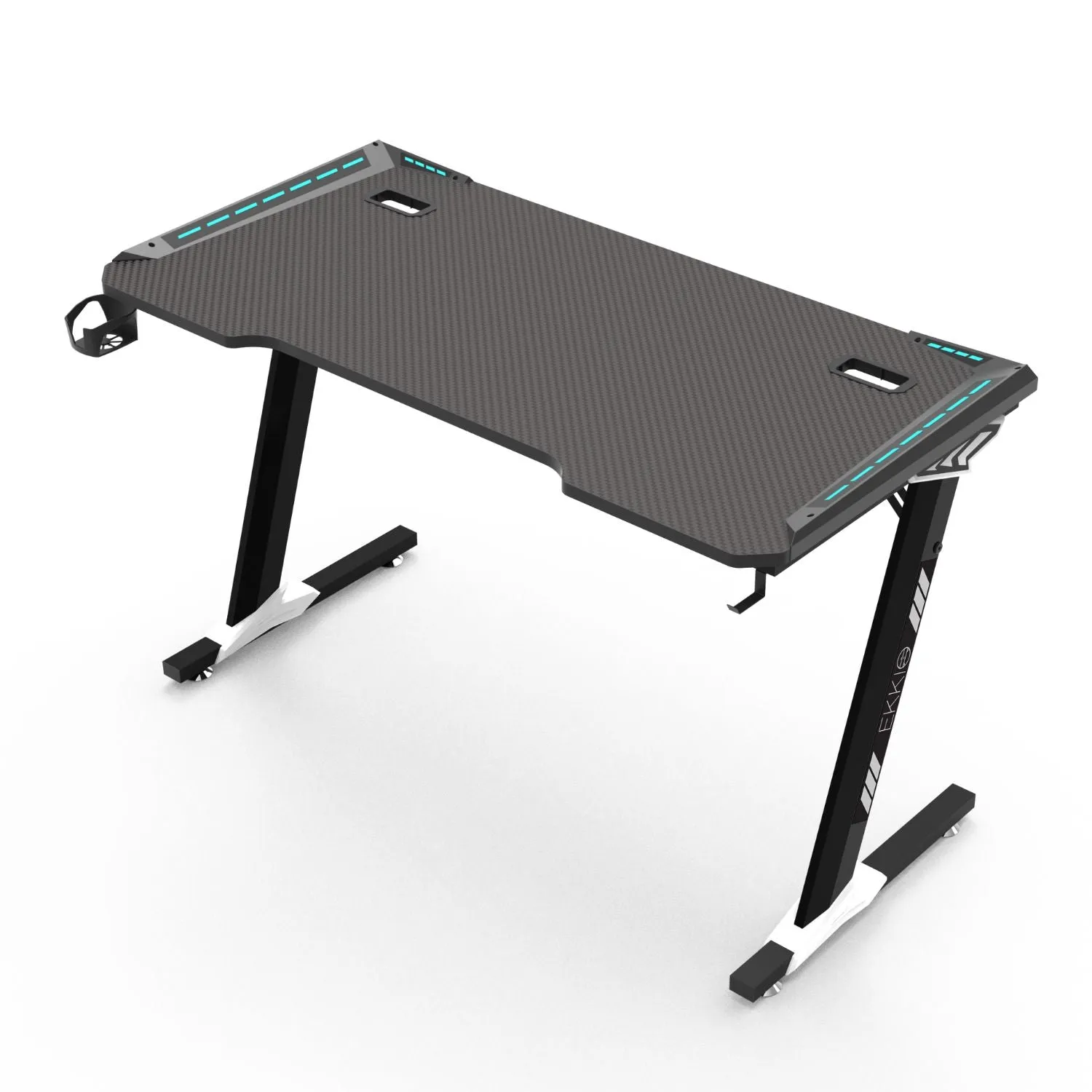 Large RGB Gaming Desk w/Carbon Fiber Surface, 120cm - EKKIO