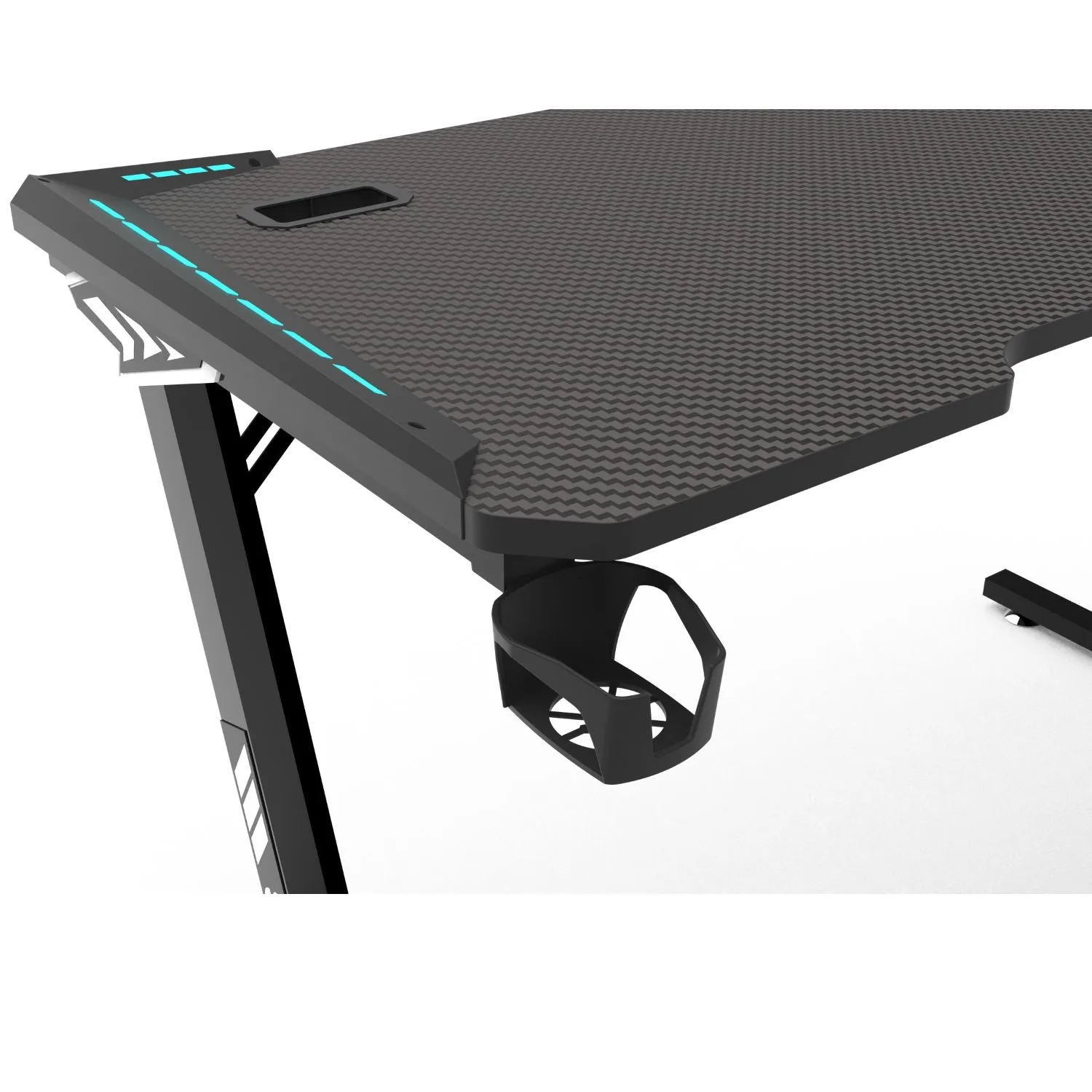 Large RGB Gaming Desk w/Carbon Fiber Surface, 120cm - EKKIO