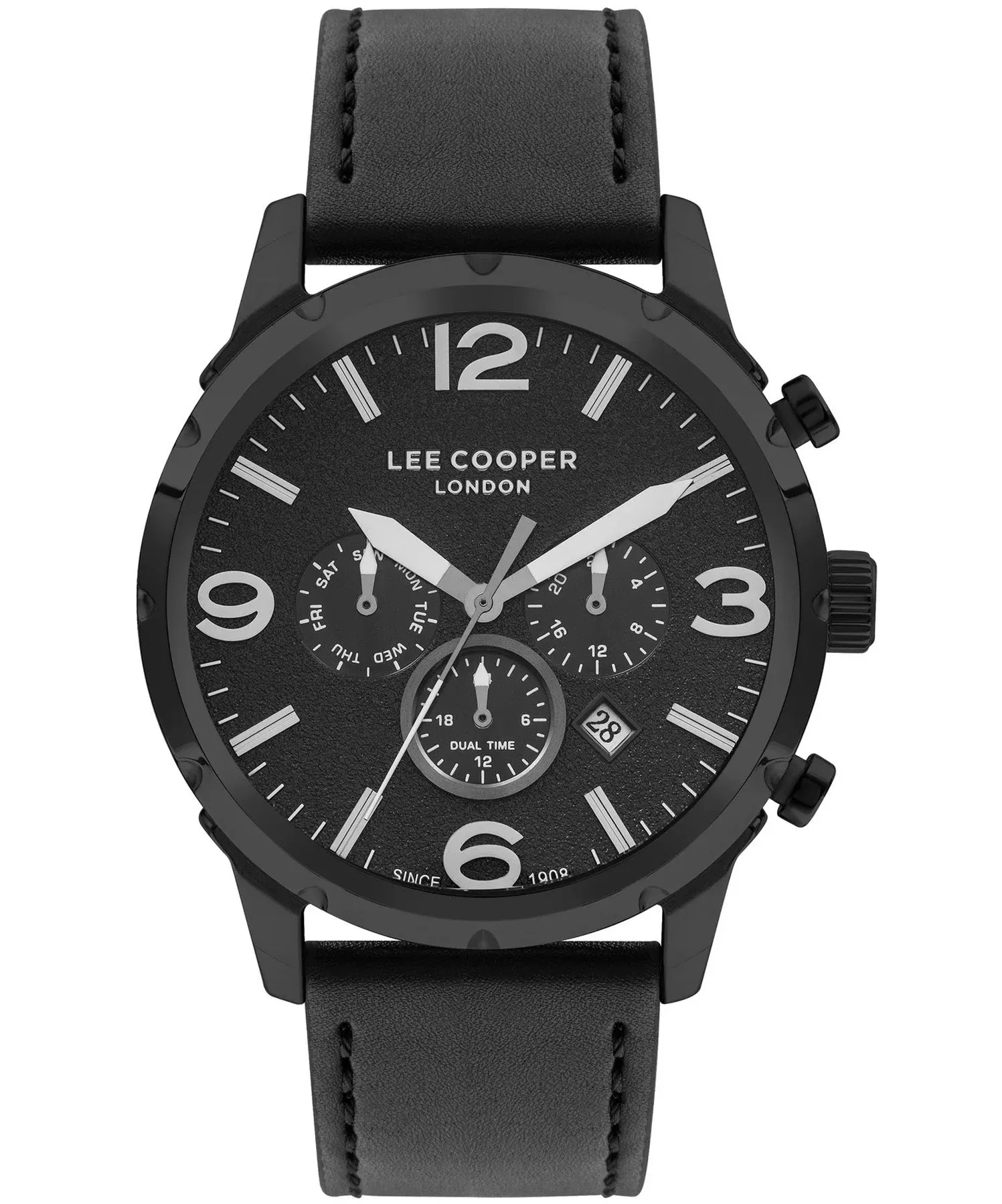 Lee Cooper  Men's Watch Black Dial Black Leather Strap, LC07671.651