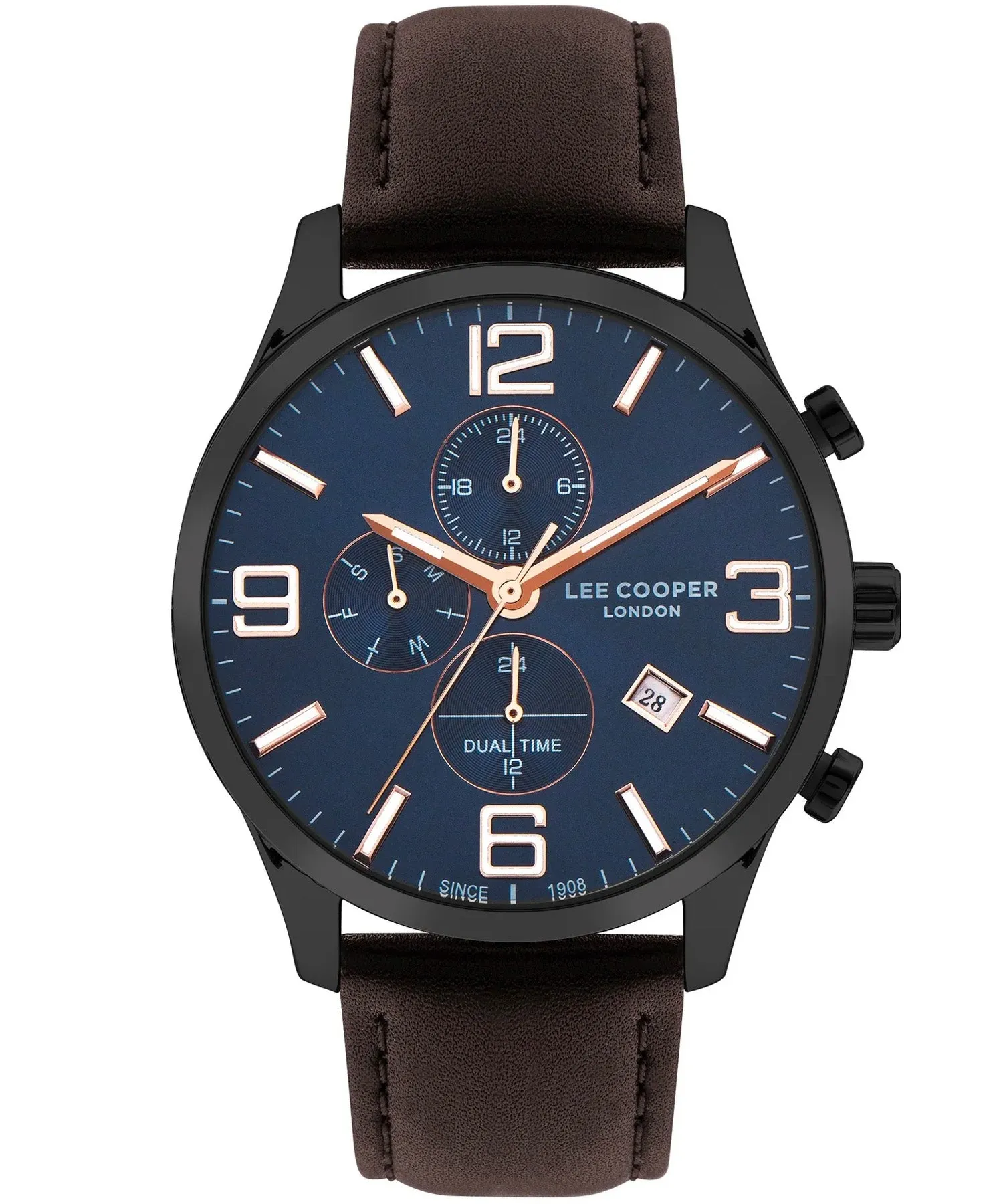 Lee Cooper  Men's Watch Blue Dial Brown Leather Strap, LC07713.692