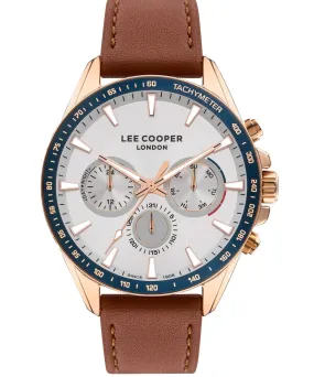 Lee Cooper  Men's Watch Silver Dial Brown Leather Strap, LC07598.434