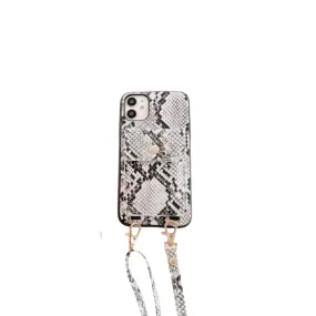 Light Grey Snake Crossbody iPhone 11 Pro Max Case with cardholder pouch