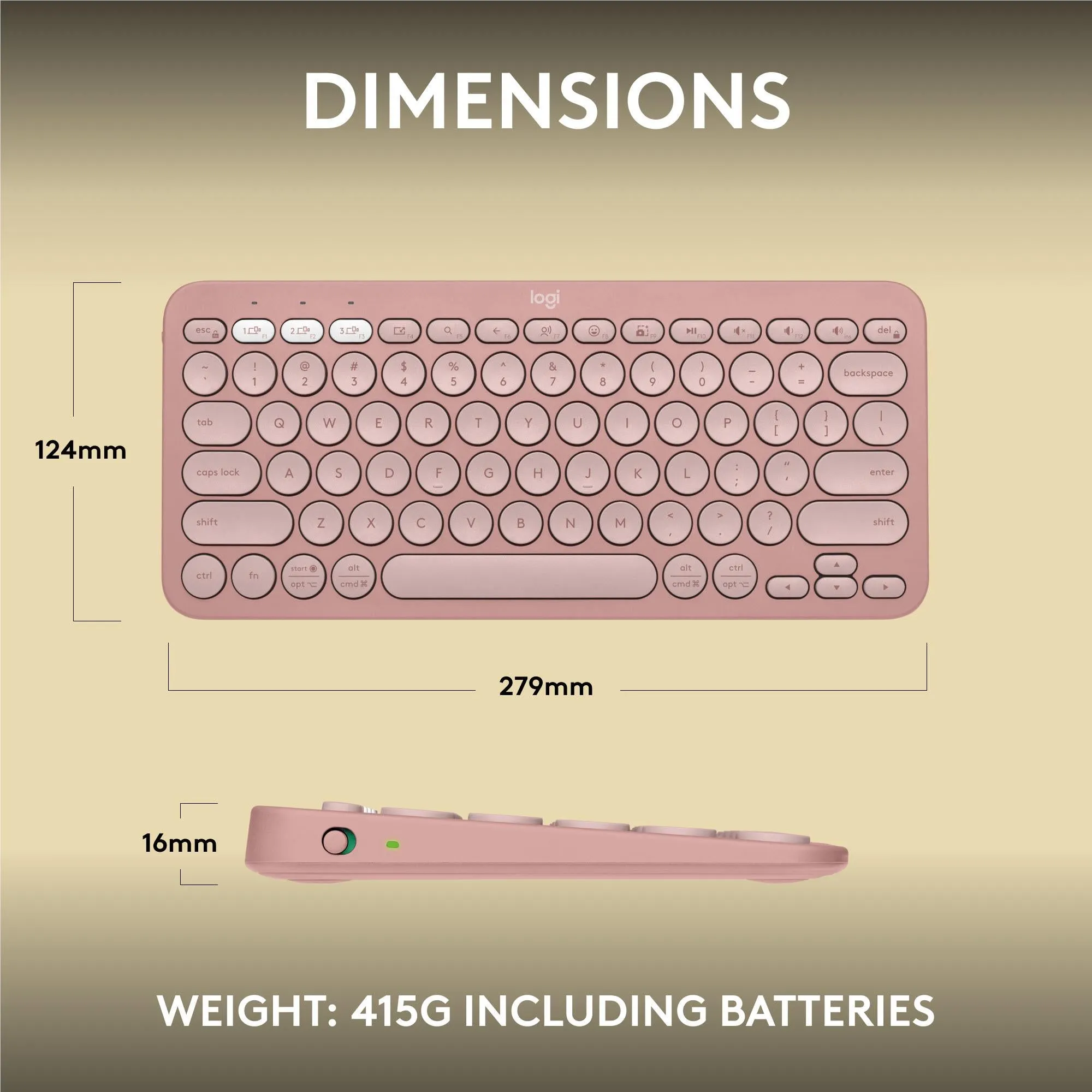 Logitech K380S Pebble Keys 2 Wireless Keyboard (Rose)