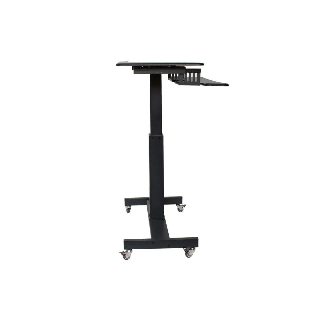 Lorell/Rocelco R MSD-40 Black 40” Height-Adjustable Mobile Standing Desk | Dual Monitor Keyboard Tray Gas Spring Assist R MSD-40