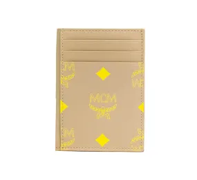 MCM Color Splash Croissant Beige Visetos Monogram Card Case