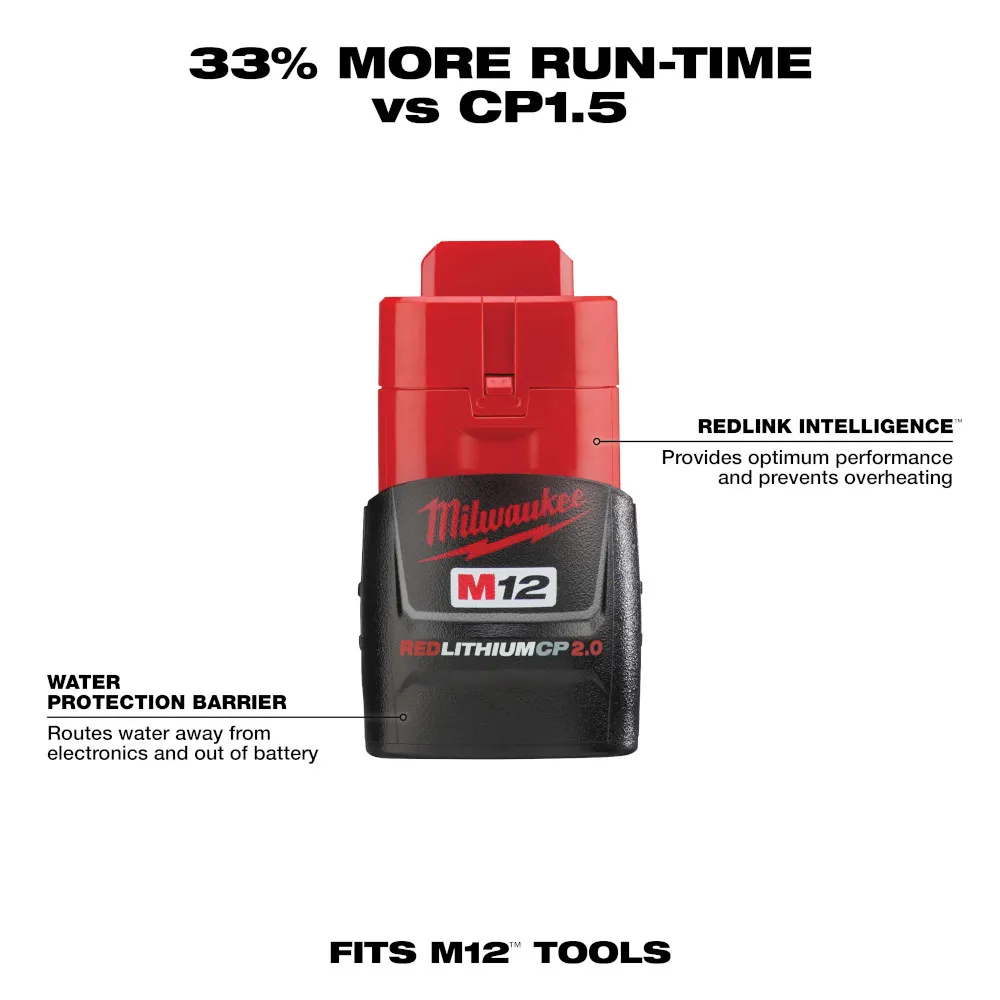 Milwaukee M12 Redlithium 2.0Ah Compact Battery Pack