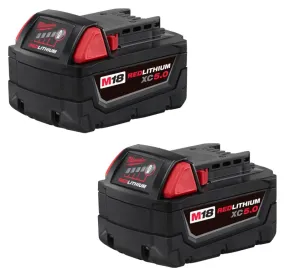 Milwaukee M18 REDLITHIUM 48-11-1852 Rechargeable Battery Pack, 18 V Battery, 5 Ah :PK 2: QUANTITY: 1