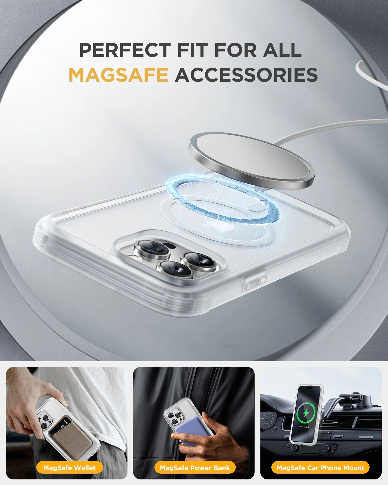 Miracase 360° Protection Case 9H Tempered Glass Phone Case with Magsafe for iPhone 15 Pro Max 6.7"