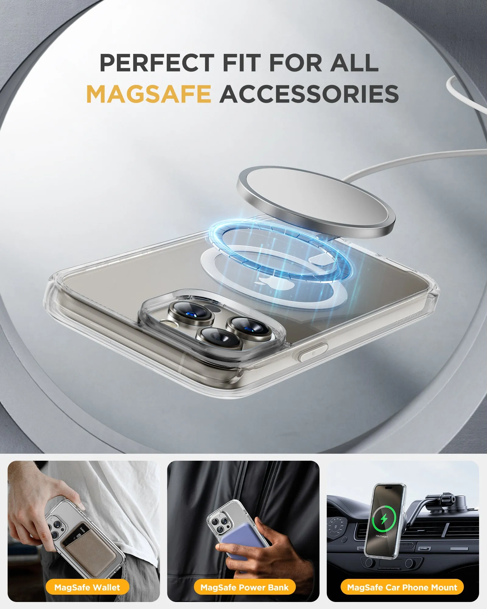 Miracase 360° Protection Case 9H Tempered Glass Phone Case with Magsafe for iPhone 15 Pro Max 6.7"