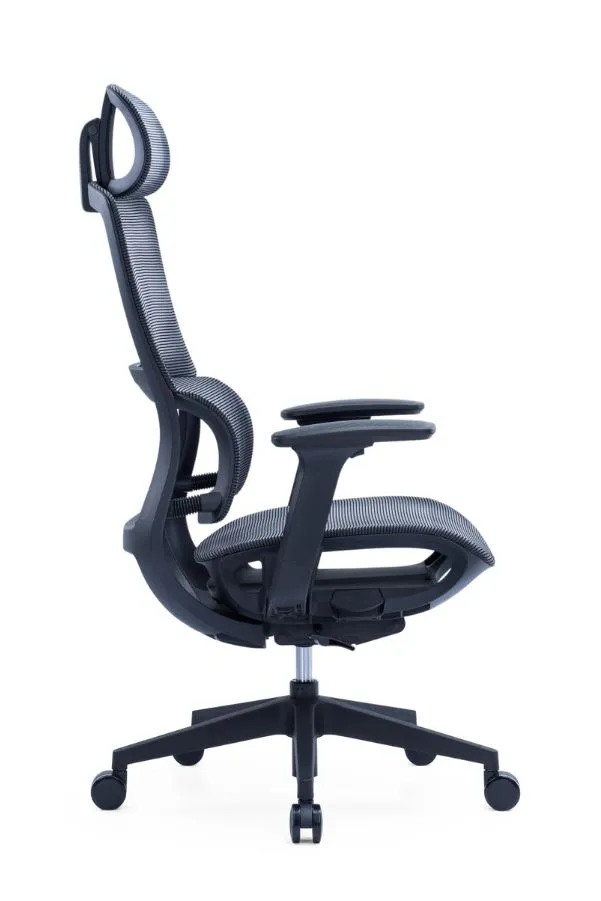 Modern Sleek Mesh Office Chair with 3D Armrests, Headrest and Four-Position Lock  for Home or Office