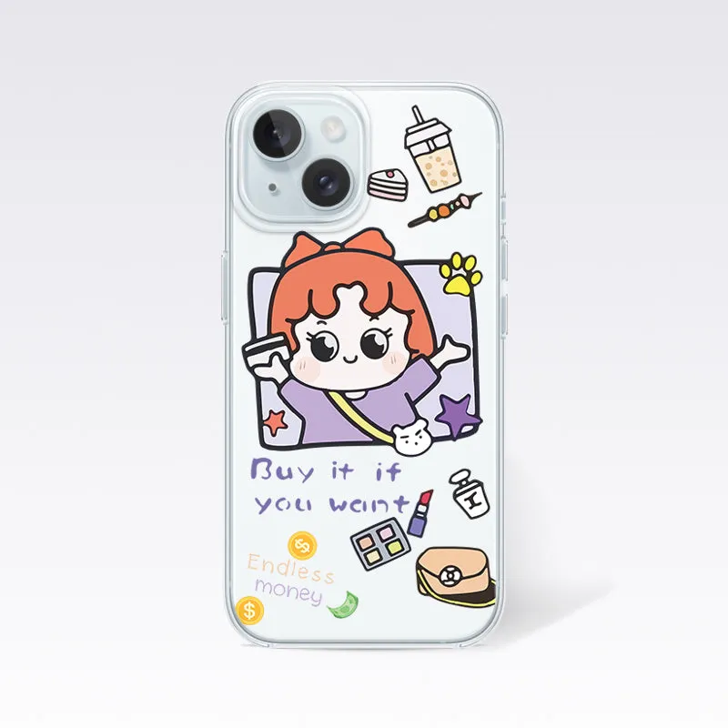 Money Cartoon Cute-Liitle Girl Clear Silicon Cover