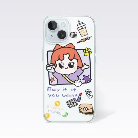 Money Cartoon Cute-Liitle Girl Clear Silicon Cover