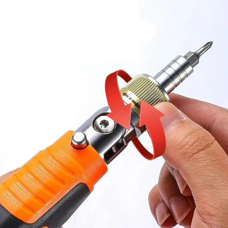 Multifunction Rachet Screwdriver Set - All in One Craftsman Tool with 180 Degree Pivoting Adjustable Angle