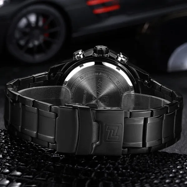 NAVIFORCE Luxury Brand Full Steel Quartz Clock Digital LED Watch Army Military Sport Watch Men Watches