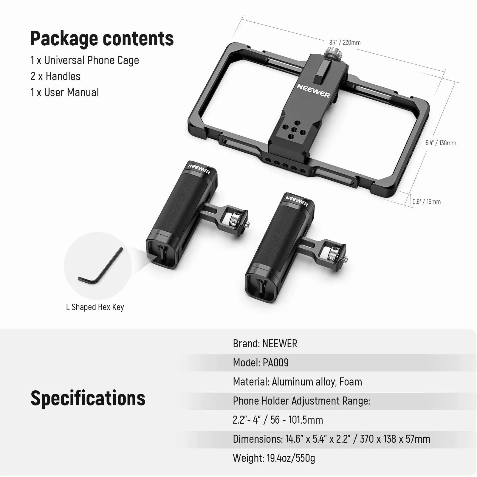 NEEWER PA009 Upgraded Phone Rig Vlogging Kit