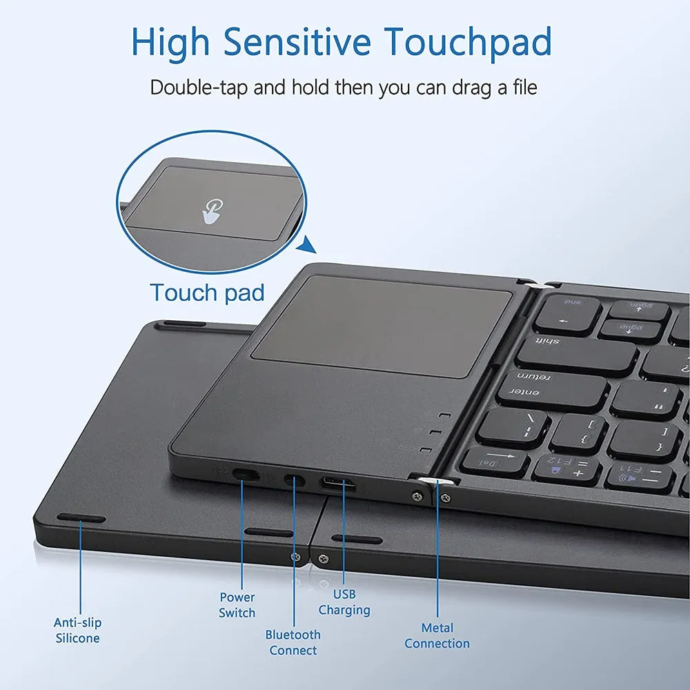 New Portable Mini Three Folding Bluetooth Wireless Keyboard