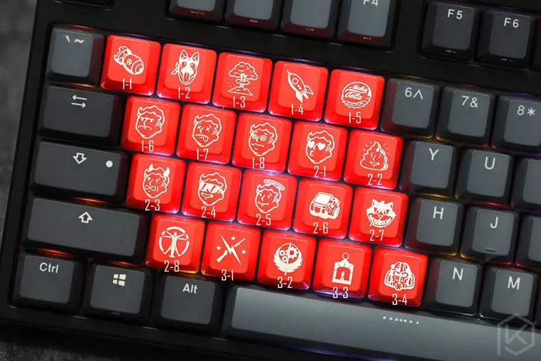 Novelty Shine Through Keycaps ABS Etched fallout 4 pip boy nuca cola black red