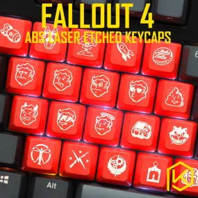 Novelty Shine Through Keycaps ABS Etched fallout 4 pip boy nuca cola black red