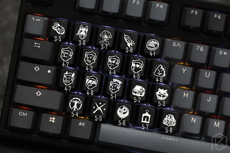 Novelty Shine Through Keycaps ABS Etched fallout 4 pip boy nuca cola black red